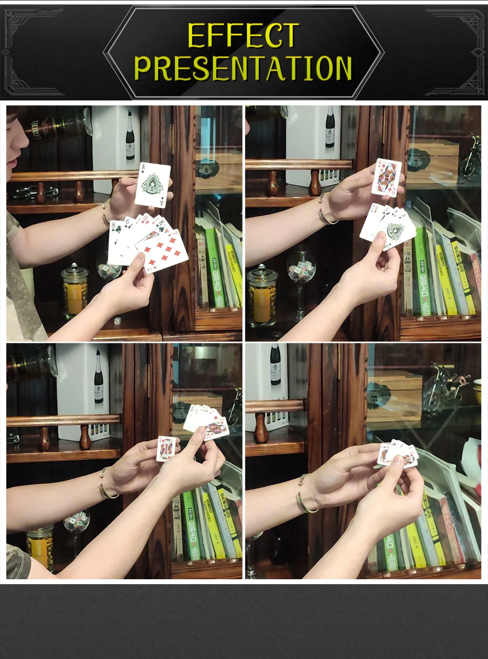 Funny Shrinking Cards Magic Tricks Big To Small Playing Card Training Set For Party Stage Performance Illusion Mentalism Props