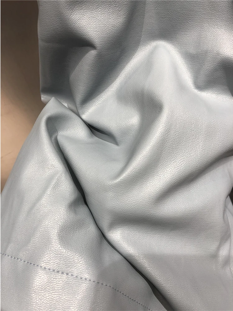 

Free shipping elastic high waist loose wide leg PU leather half pants ladies autumn new straight fashion leather pants