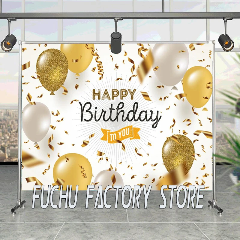 

Happy Birthday Balloons Champagne Graduation Party Photography Background Celebration Banner Decoration Photographic Backdrops