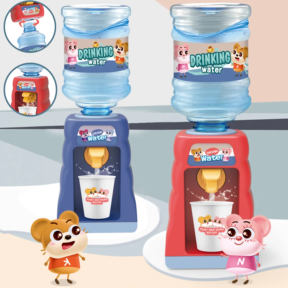 

Kids Pretend Play Toy Cartoon Mini Funny Water Dispenser Electric Water Fountain Kitchen Simulation Drinking Toys Educational