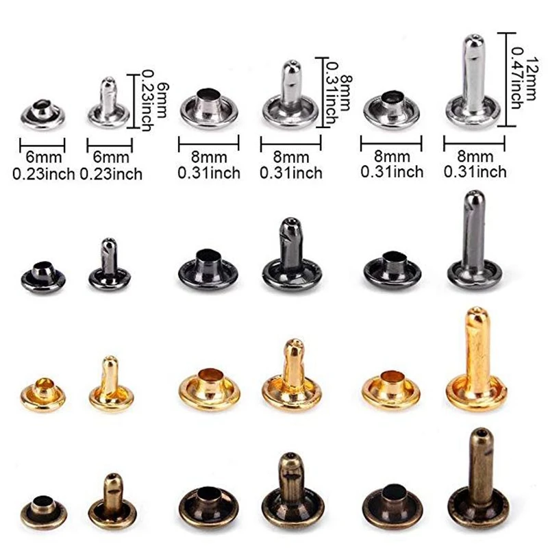 360 шт 3 размера кожаные заклепки двойной колпачок трубчатые металлические