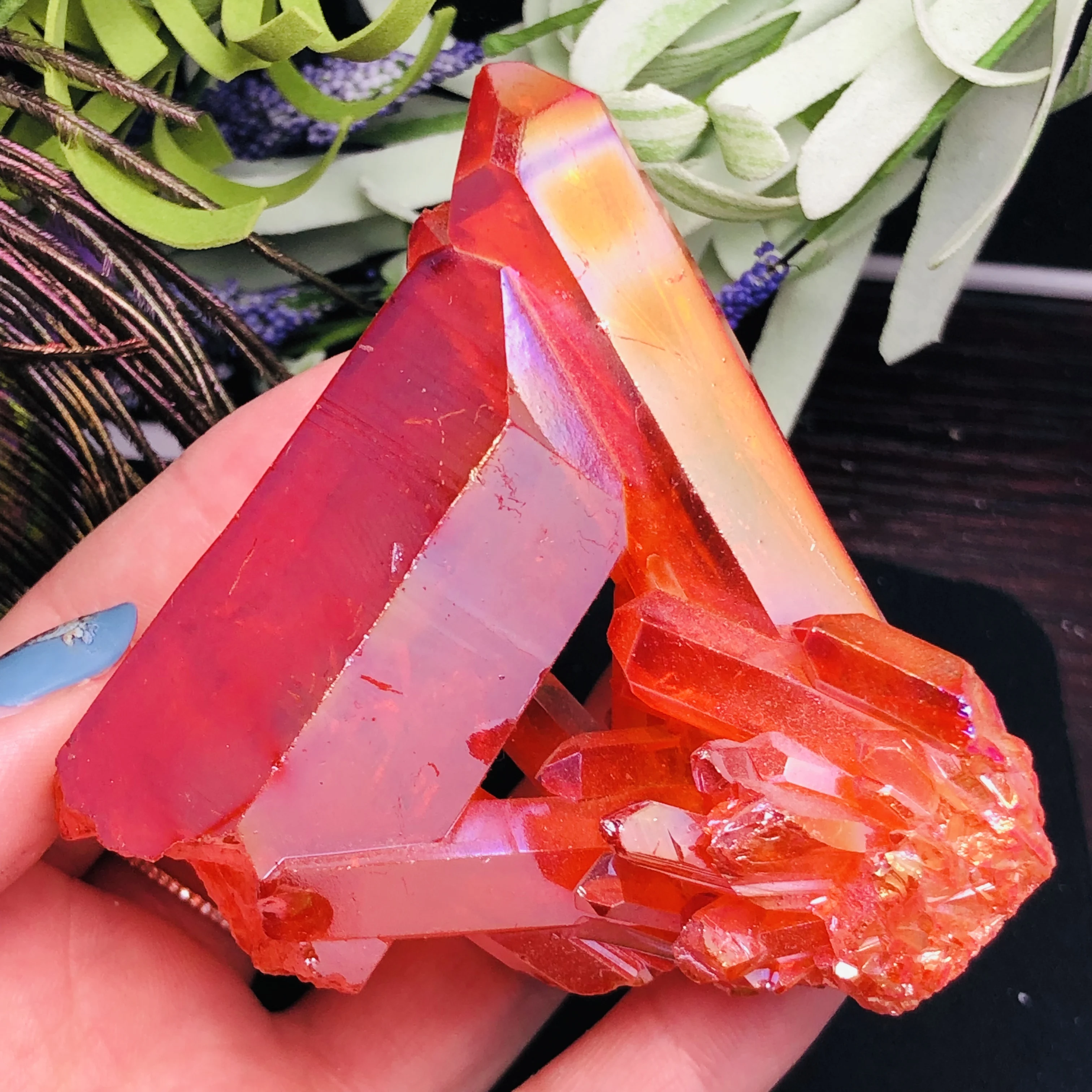 Натуральный аура кварцевый кристалл кластер Ангел Аура Druzy Geode образцы минералов