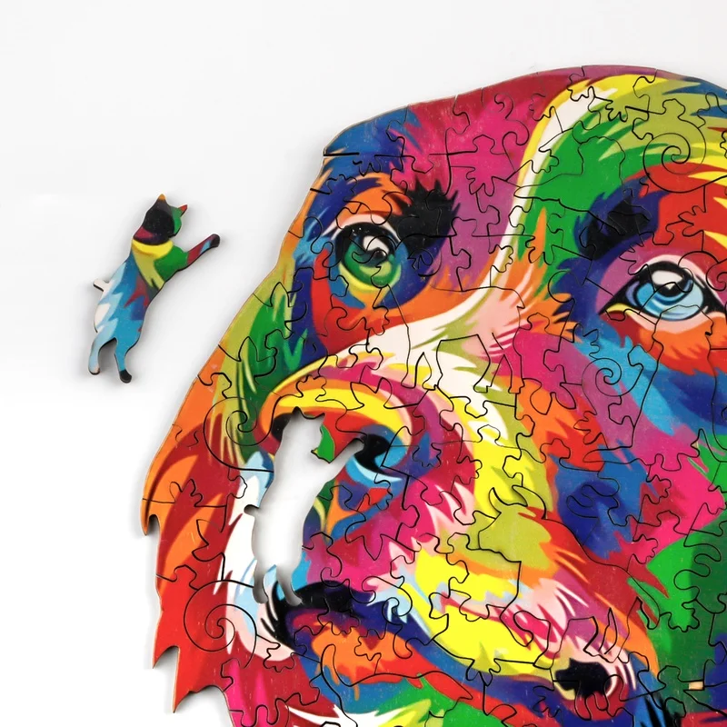 Радужная деревянная головоломка в форме собаки животных для взрослых игры детей