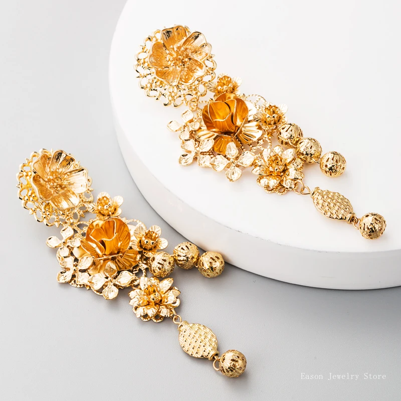 Женские серьги кисточки в Корейском стиле с цветком богемные Роскошные