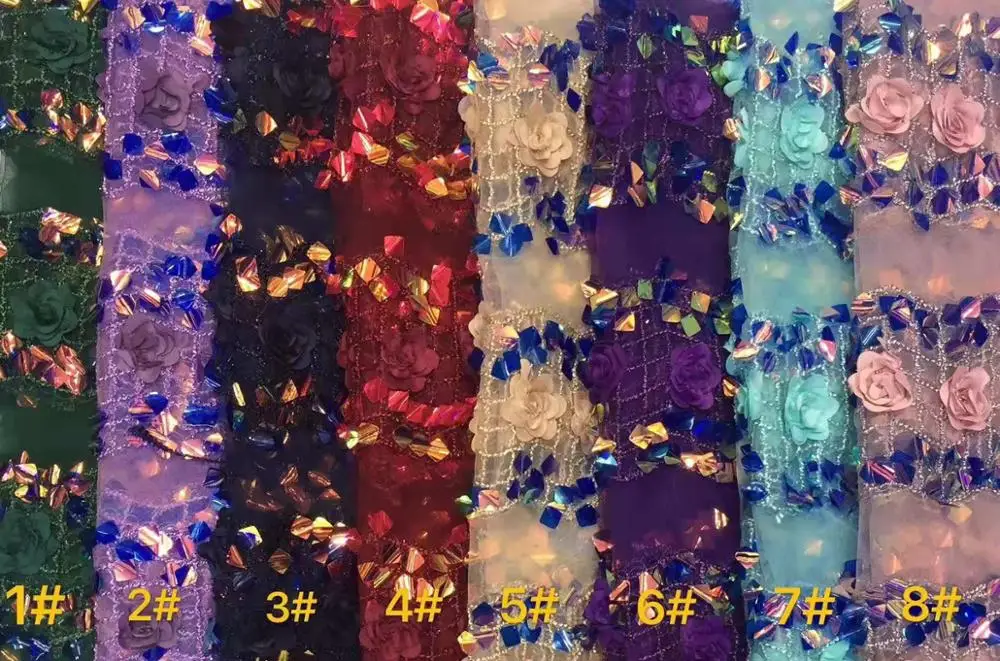 3D Цветочная сетка газовая вышивка блестящие вогнутые блестки африканские