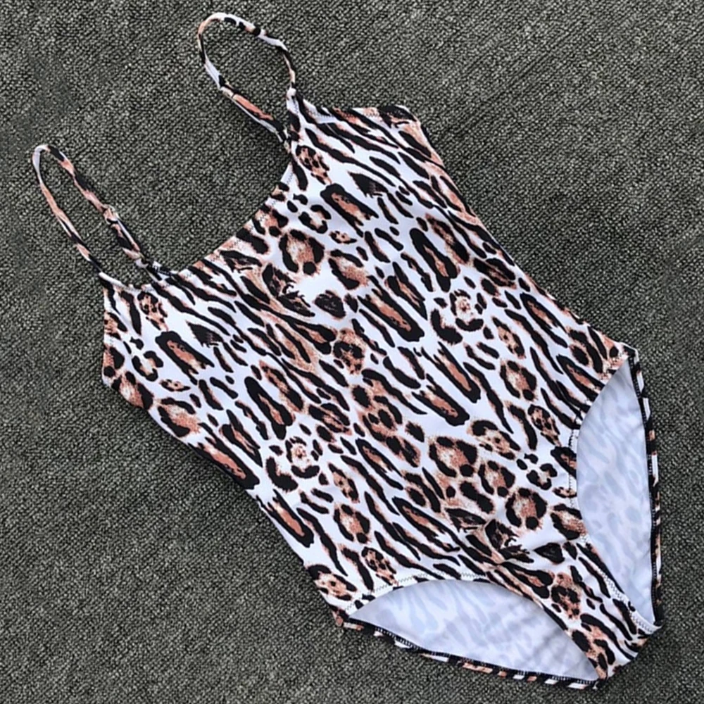 Леопардовый купальник Цельный женский сексуальный пуш ап Женский бандажный с