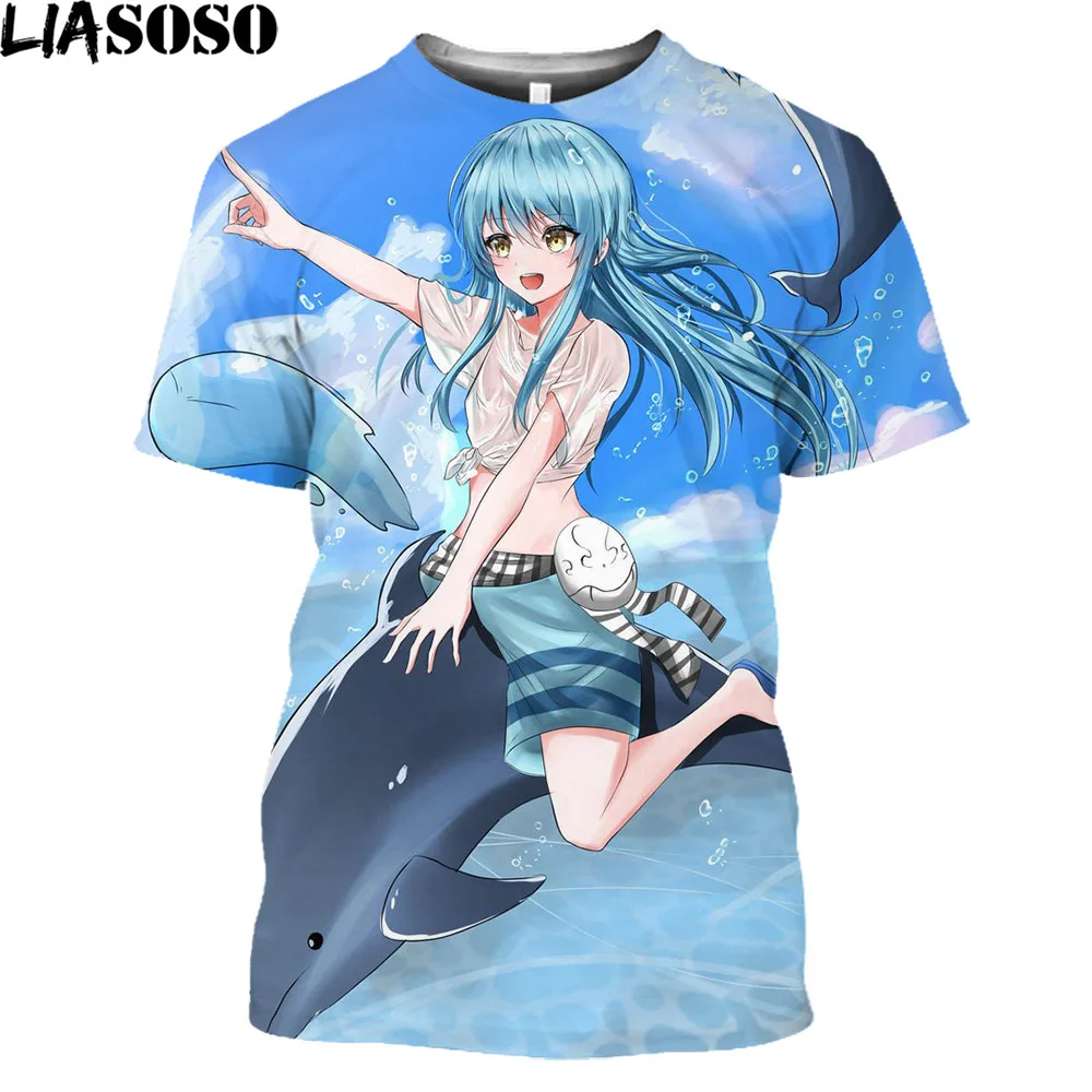 

LIASOSO Anime That Time I Got Reincarnated As A Slime T-Shirts Short Sleeve Summer Hip Hop Top 3D Print Cosplay Unisex Tee Shirt