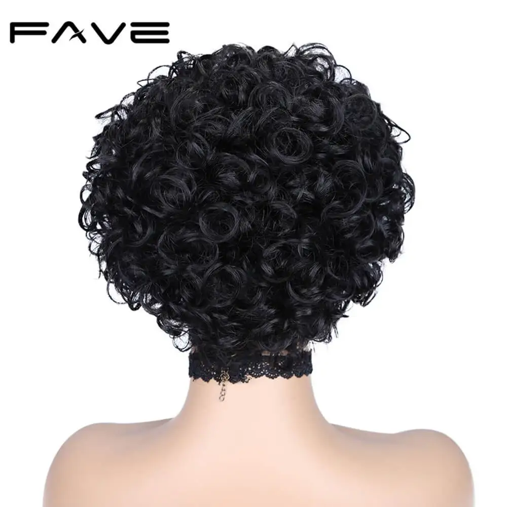 Короткие афро кудрявые вьющиеся парики FAVE бразильские Реми человеческие волосы