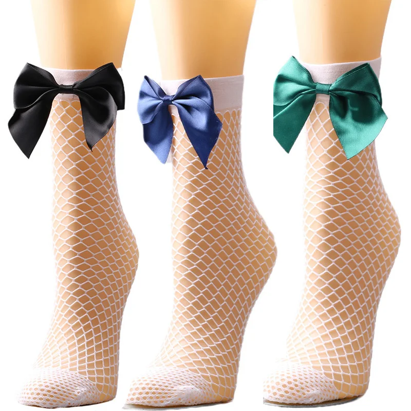 1 пара женские кружевные короткие носки с бантом | Женская одежда