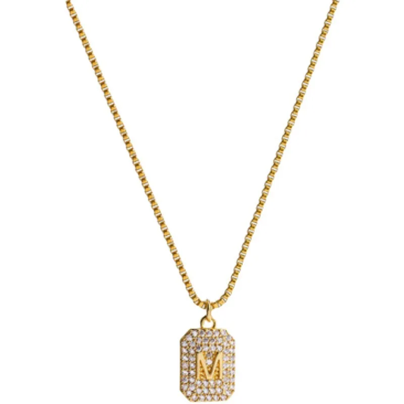 

CH-79 Diamond letter M necklace Korea simple personality temperament pendant hip-hop fashion cold style pendant female