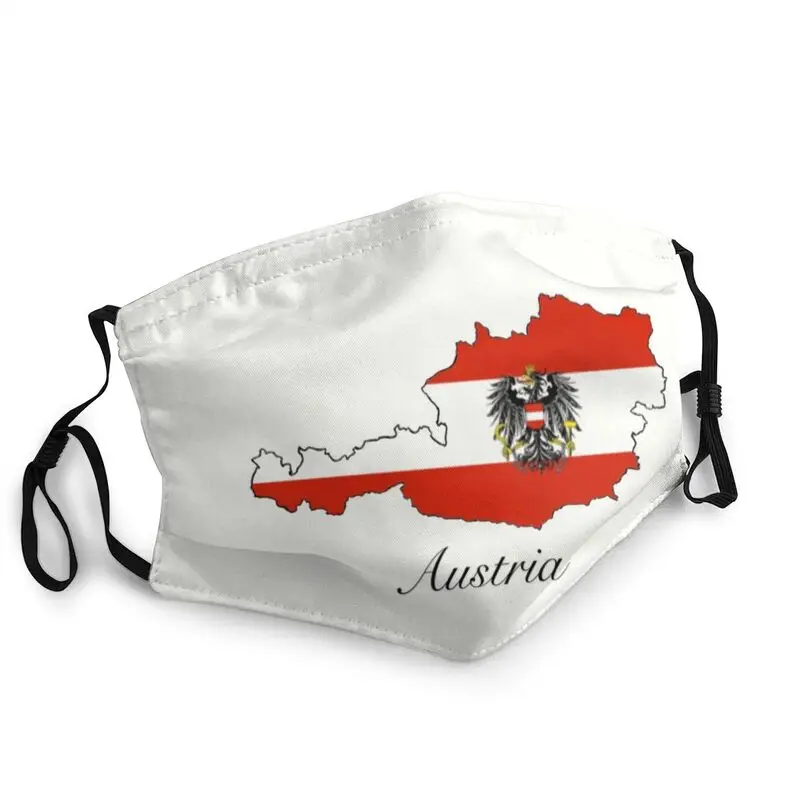

Австрия Флаг Карта смываемая маска для лица для взрослых, унисекс, в виде против дымки Пылезащитная крышка респиратор рот муфельная печь