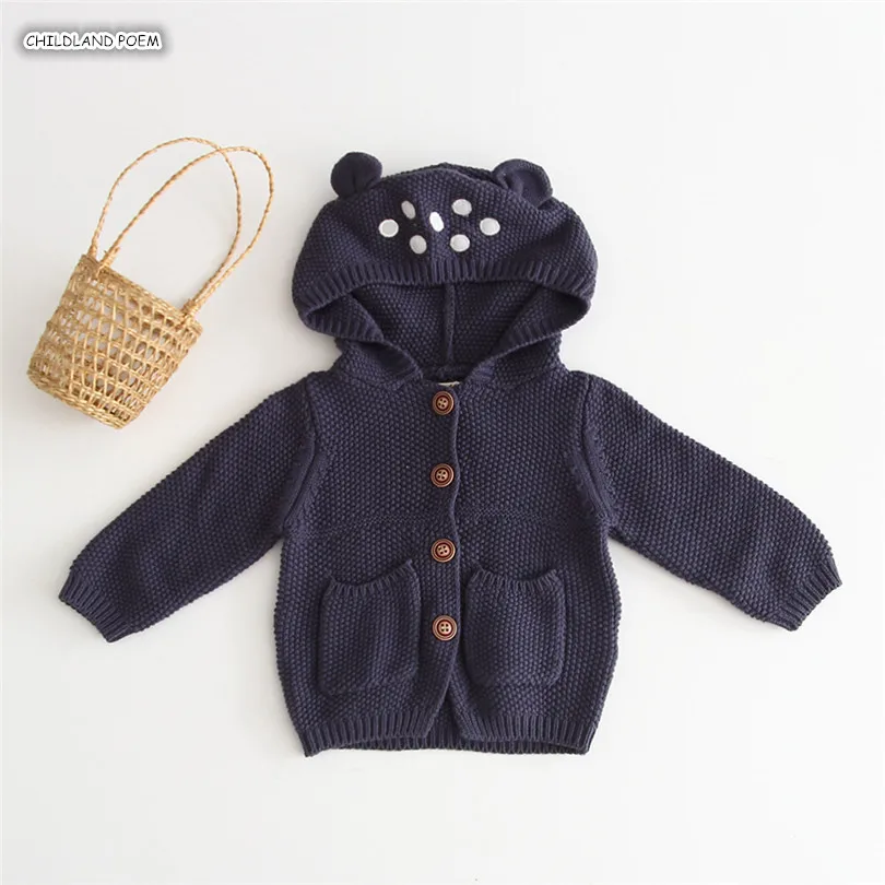 

Baby Sweater Autumn Girl Boys Sweaters Hooded Bear Baby Cardigan Sweater Boy Coat Jacket Cotton Toddler Baby Boy Sweater Coat