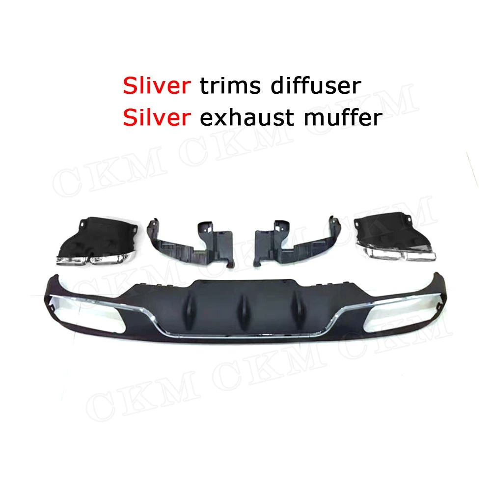 silver silver E класс PP Диффузор, губа на задний бампер с выхлопные трубы 4 розетки для Mercedes Benz W213 E200 E300 Стандартный бампер - Цвет: silver silver
