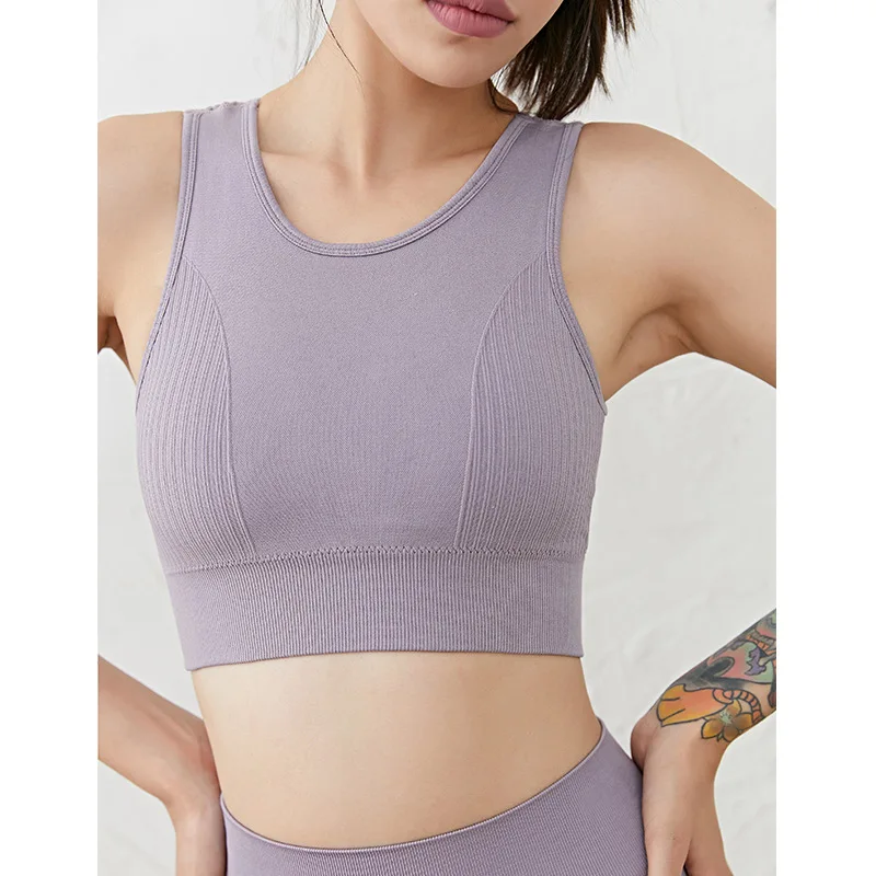 New bra women's non-steel ring back hollow shaping fitness piece Gym Vest |