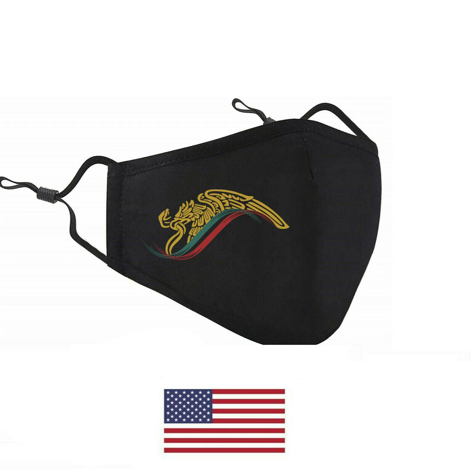 

Creative Design Mexico Eagle Shield Printed Mouth Covering Washable Reusable Fabric Face Mask with Filter