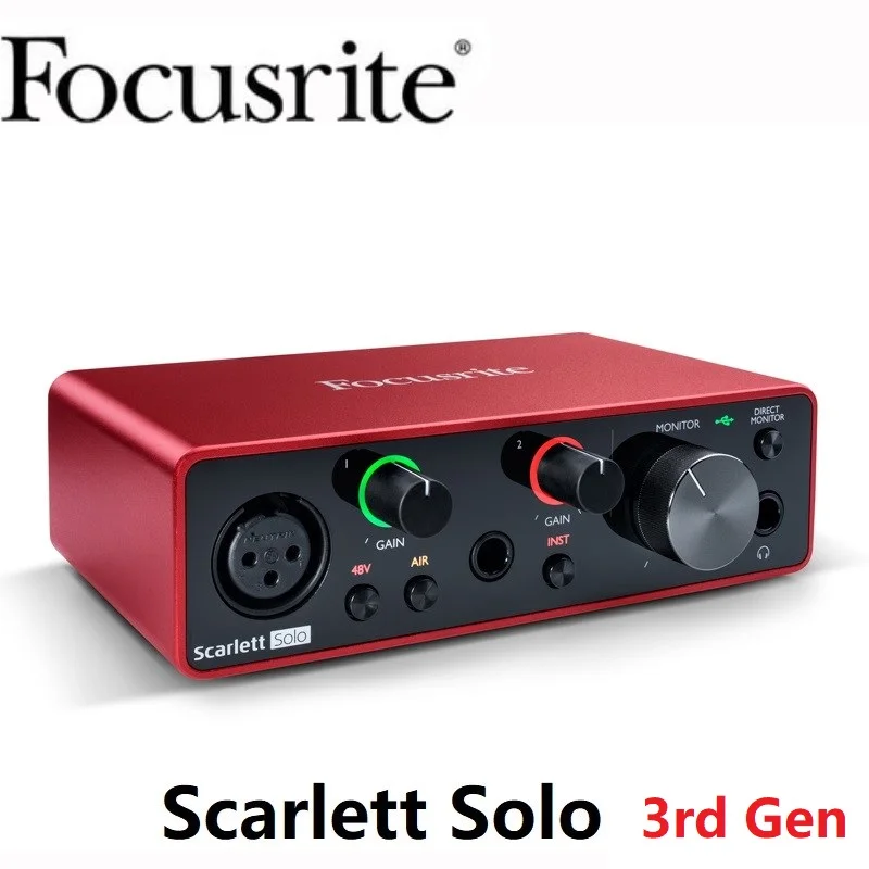 Новая улучшенная звуковая карта Focusrite Scarlett Solo (3 го поколения) USB аудио гитарный