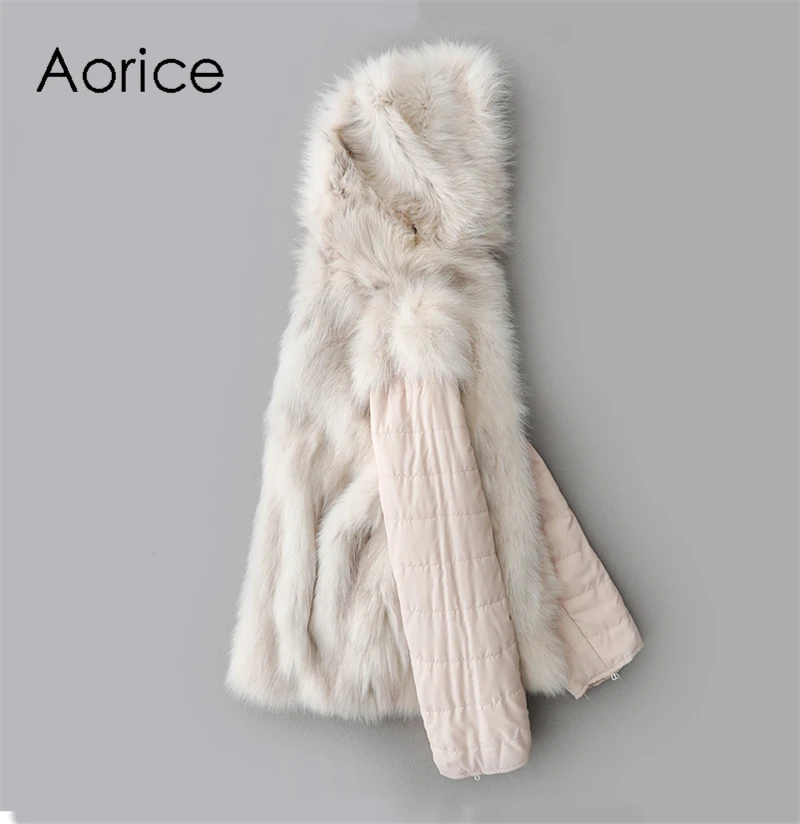 Aorice ZY18703 женское теплое шерстяное пальто из натуральной шерсти Женская кроличий мех подкладка Лисий меховой воротник для отдыха осень/зима шерсть длинная верхняя одежда