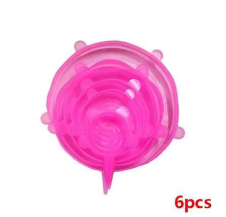 C-6CS 6/12 шт Многоразовые Силиконовая крышка для еды стрейч Vacuum Seal Обёрточная бумага Кухня организации Пособия по кулинарии Еда держать закрытые крышки дропшиппинг - Цвет: C-6CS