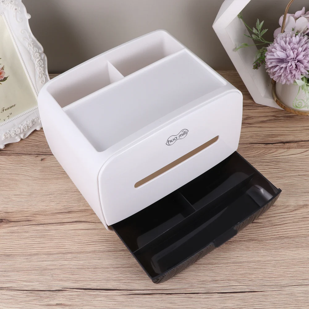 

Creative Tissue Box Simple Tissue Holder Cosmetic Storage Case Elegant Tissue Box for Desk Home (White)