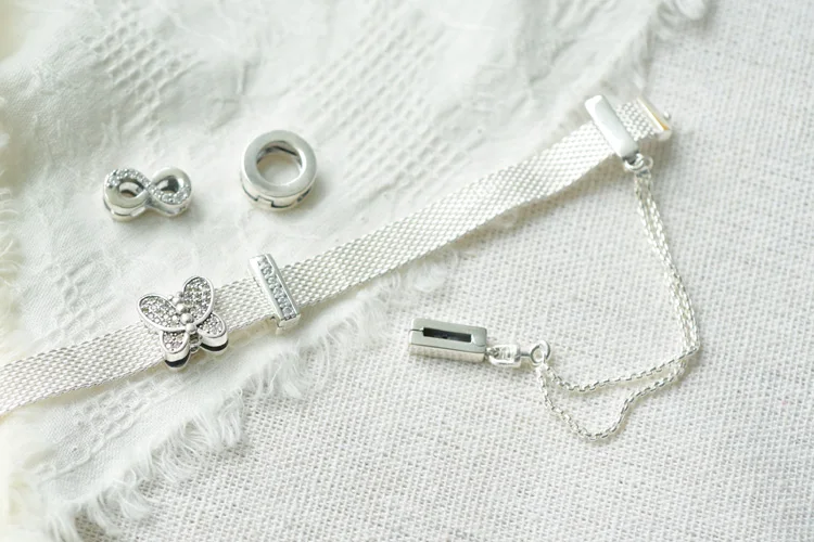 Mybeboa S925 Стерлинговое Серебро Простое любовное сердечко подвески круглые бусины