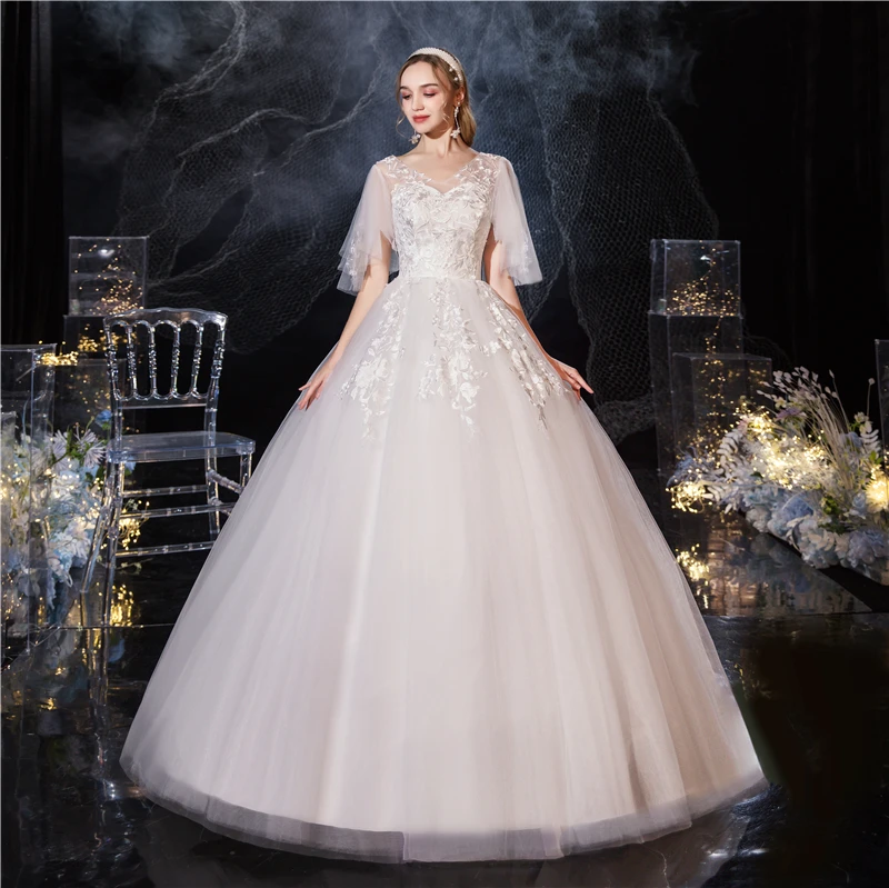 Винтажные Новый стиль летучая мышь Vestido De Noiva 2021 свадебное платье с коротким