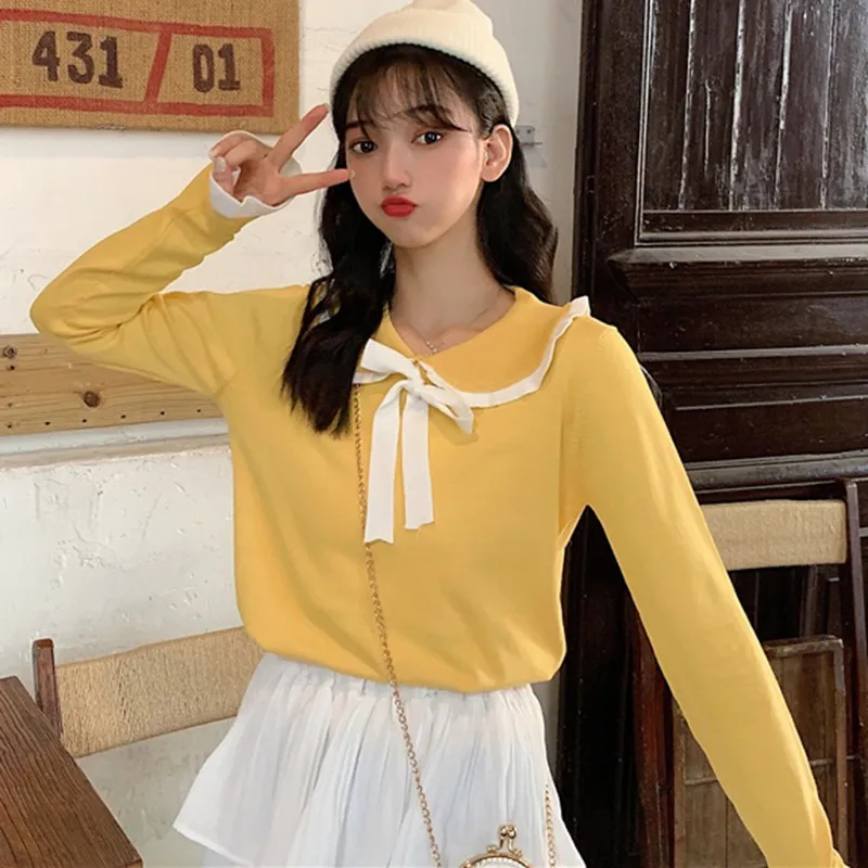 Женский свитер осенне-зимняя одежда Тонкий Универсальный Эластичный вязаный