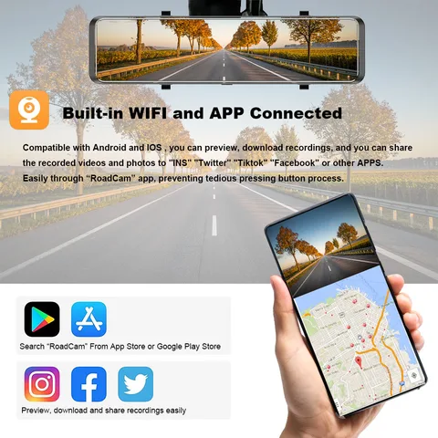 Espejo frontal para automóvil SONY con cámara de tablero y cámara trasera, GPS WIFI, espejo de automóvil DVR grabadora de video con sensor de visión nocturna. M210 4K 2K