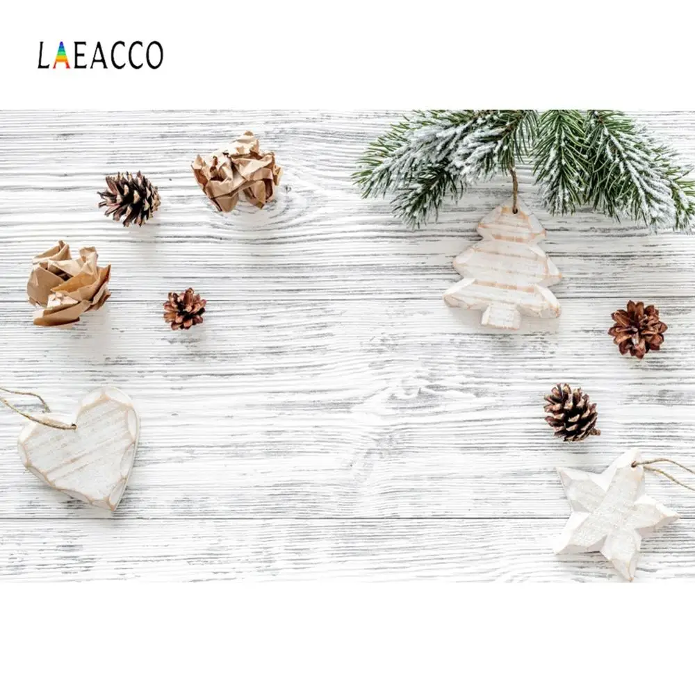 Laeacco белый деревянный фон для фотосъемки с Рождеством сосновые конусы дерево