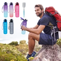 1000ml sports camping water bottle leak proof bpa free plastic drink mug drinkware portable hiking cycling time marker