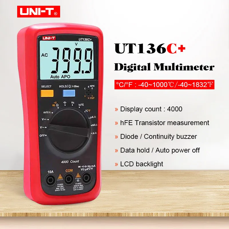 Цифровой мультиметр UNI T UT136C + измеритель переменного/постоянного тока