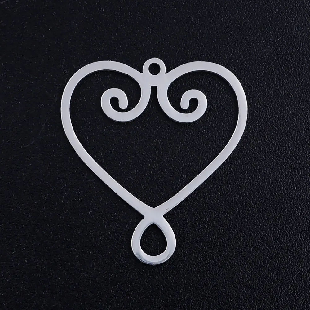 5 шт./лот красивое сердце из нержавеющей стали DIY ювелирные украшения соединитель