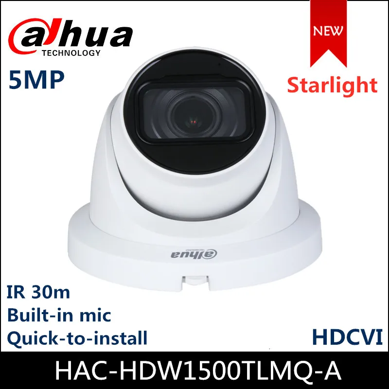 

Dahua 5MP Starlight HDCVI Camera HAC-HDW1500TLMQ-A Built-in mic Quick-to-install IR 30m Eyeball Camera