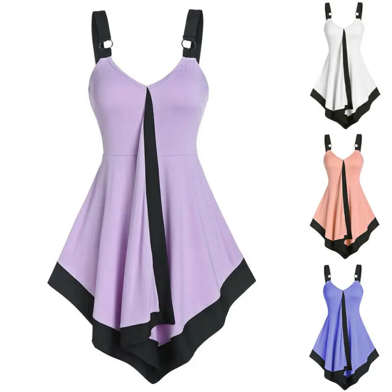 

Womens Summer Sexy Solid Sleeveless Tops Ladies Beach Casual V Neck Sling Vest