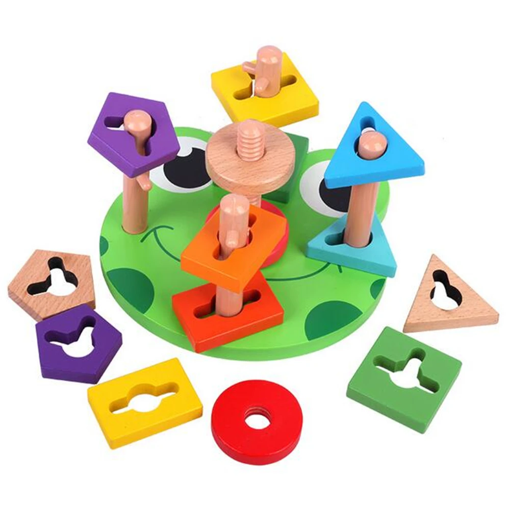 

Разноцветные геометрические фигуры, подходящие игрушки для детей, раннее обучение, развивающие деревянные игрушки Монтессори