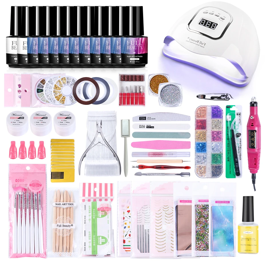 Набор для ногтей с УФ светодиодный лампой 90 Вт Комплект гель лаков звездное небо