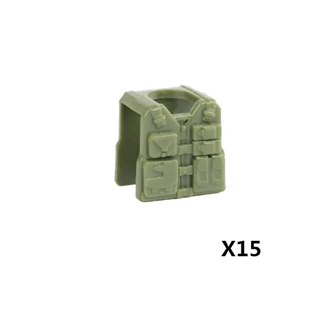 A-Vest-15pcs WW2 тактический жилет строительные блоки военный игрушечное оружие армия MOC солдаты фигурки тела Броня руки полиция кирпичи игрушки C127 - Цвет: A-Vest-15pcs