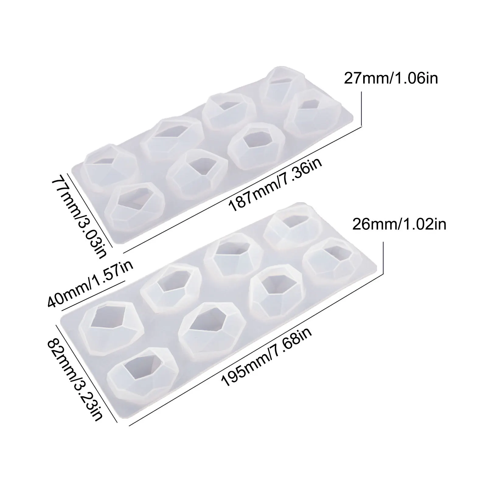 

Super Glossy Silicone Mold Geometric Faceted 3D Gemstone Epoxy Resin Casting Mold For DIY Crystals Stone Jewelry Making Craft