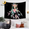BlessLiving Dreamcatcher Tapestry Cow Skull Wall Hanging Boho Pattern with Rose Feather Colorful Tapestries for Bedroom Sheets 1