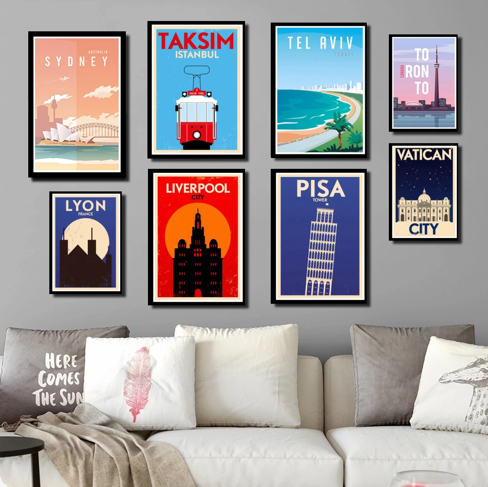 

Perfect JL World Travel Taksim Tel Aviv Toronto Vatican Poster Wall Art Picture Posters Home Decor wall stickers