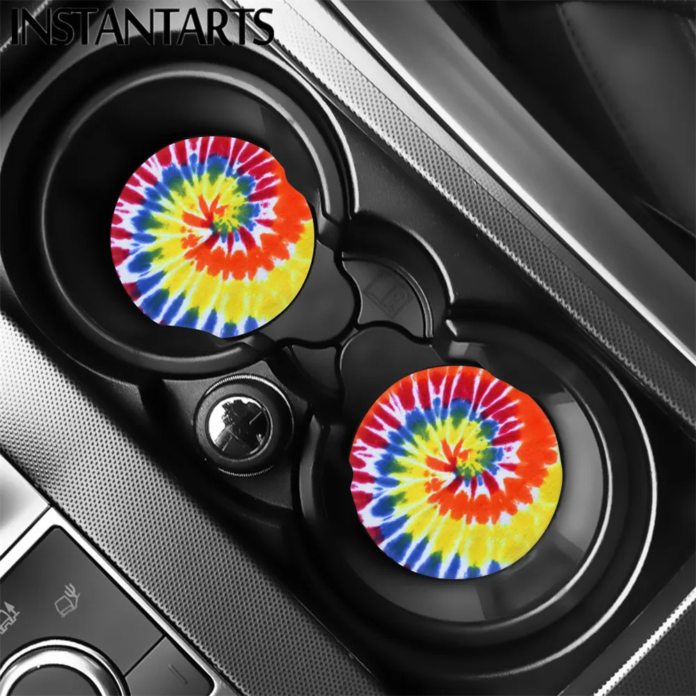 

Набор из 2 подстаканников для стаканов INSTANTARTS, стильные автомобильные аксессуары, подставки под стаканы, коврик для большинства автомобилей