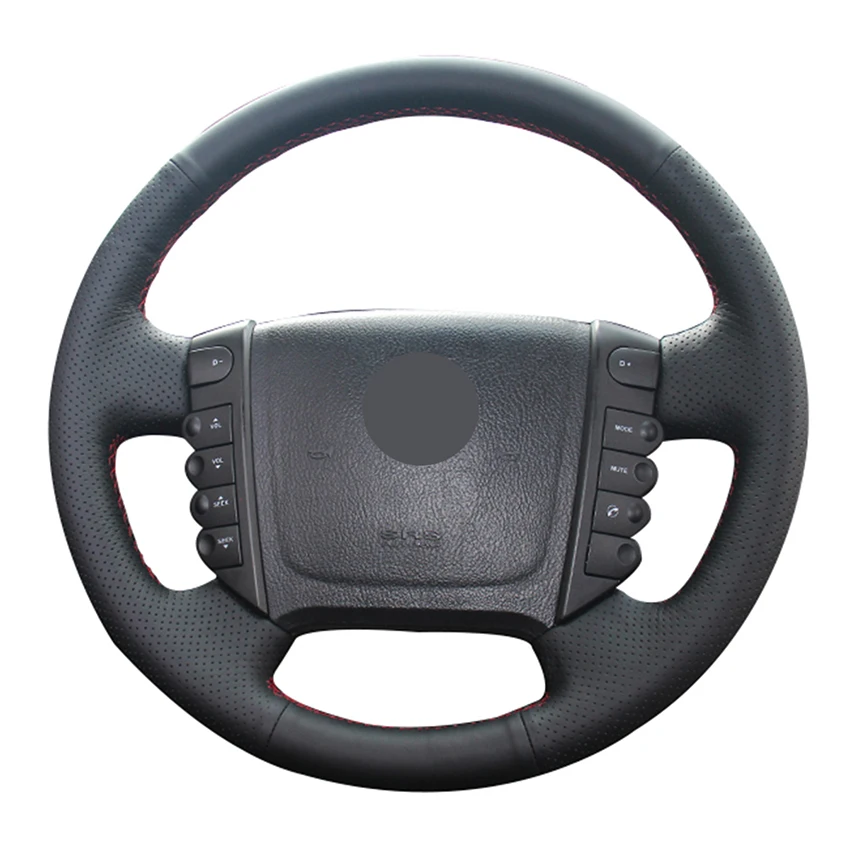 

Hand-stitched Black Genuine Leather Anti-slip Car Steering Wheel Cover for Ssangyong Rexton Rexton W Rodius