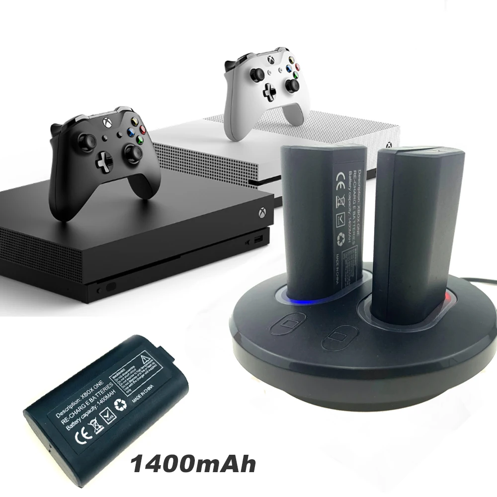 2x1400 мАч Аккумуляторный блок для Xbox One / S/Xbox X/Xbox Elite Беспроводная стандартная