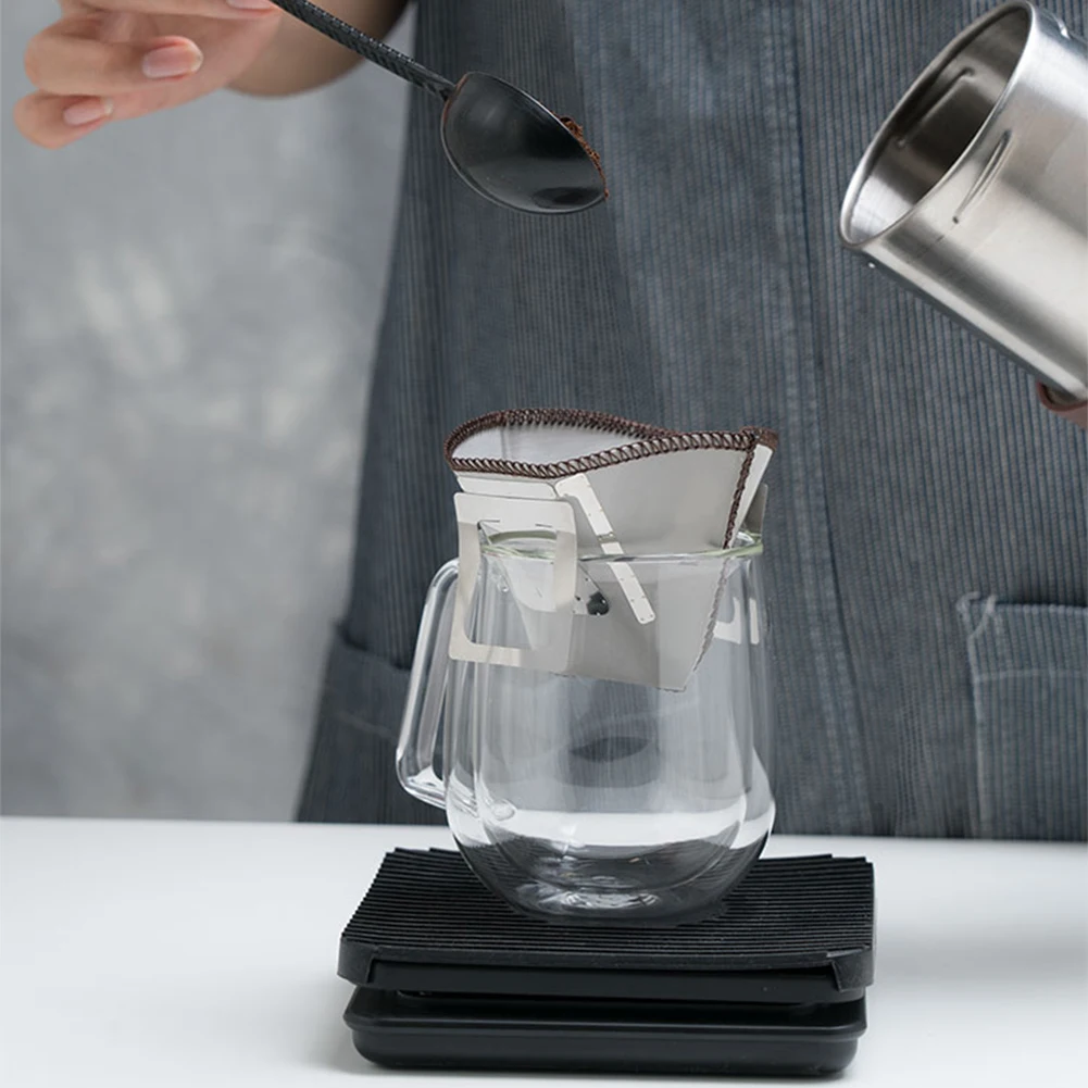 

2pcs Home Stainless Steel Mesh Paperless Office Drip Reusable Simple Tool Accessories Flexible Coffee Filter Universal Pour Over
