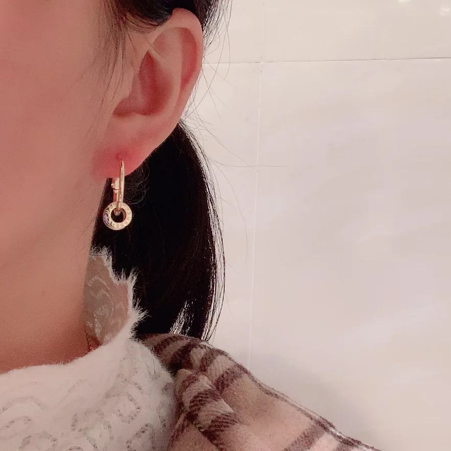 

Fashion Women Crystal Zircon Round Hoop Earrings Simple Earring Gifts Brand Jewelry For Women