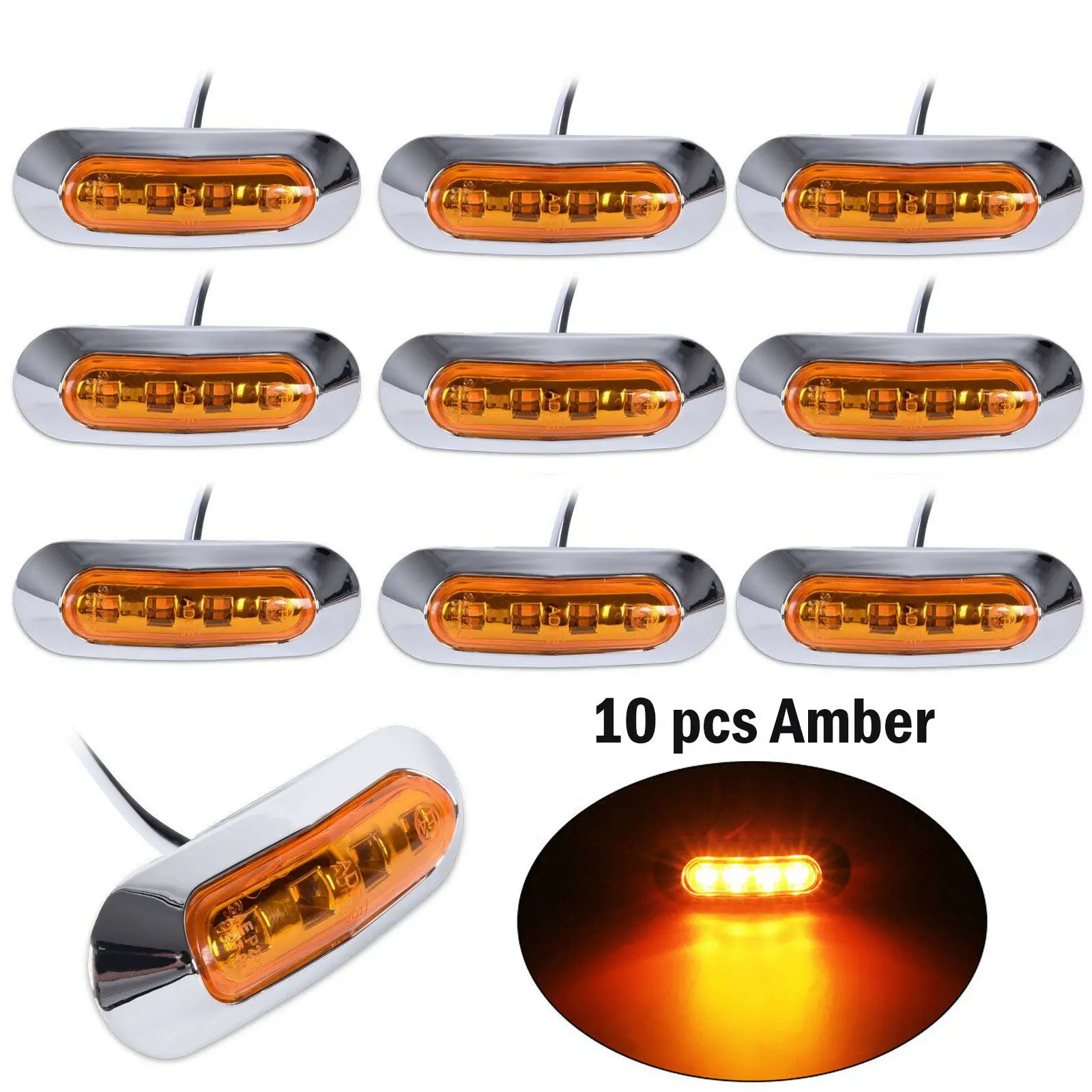 

Trailer Car Light Truck Clearance Lamp Marker Pack 4 LED Amber Elements