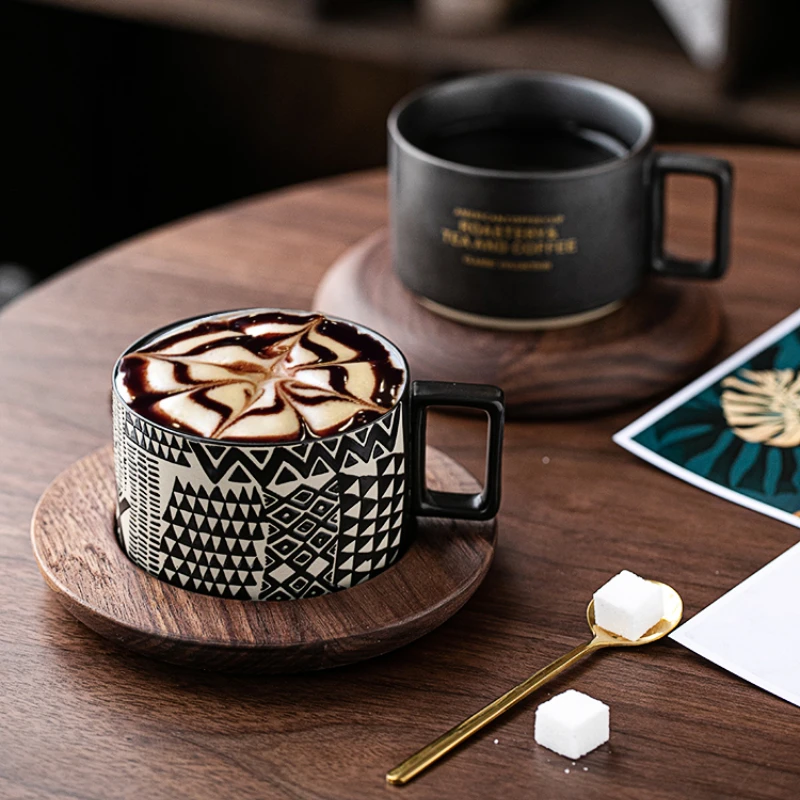

Vintage Ceramic Coffee Cup Saucer Set Modern Design Home Ceramics Mugs Coffee Cups Saucer Luxury Porcelain Tazas Mug BC50BYD