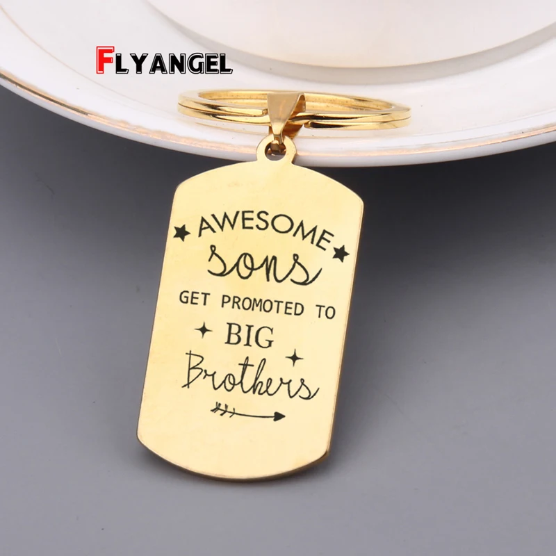 Именной буква брелок глубокая гравировка Awesome sons получить продвижение к big brothers