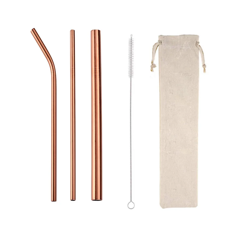 5 шт. многоразовая Нержавеющая сталь металлические соломинки с чистящей щеткой