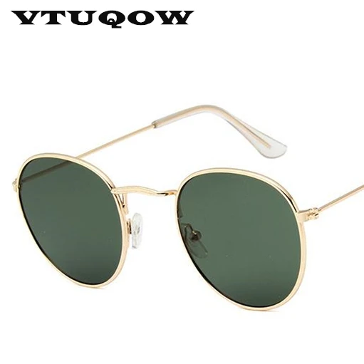 Dark Green Роскошные винтажные Круглые Солнцезащитные очки женские брендовые дизайнерские женские солнцезащитные очки для женщин женские солнцезащитные очки с зеркальными стеклами лучей - Цвет линз: Dark Green