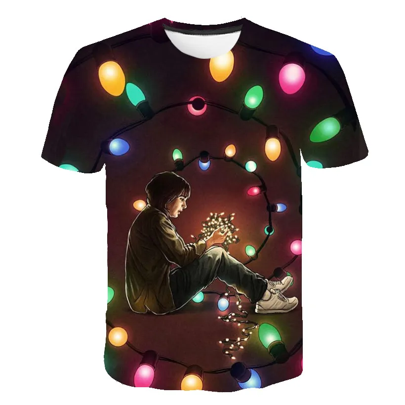 

2021 new cute stranger things T-shirt fashion children's wear 3D-printed boy clothes summer cartoon animation girl clothes